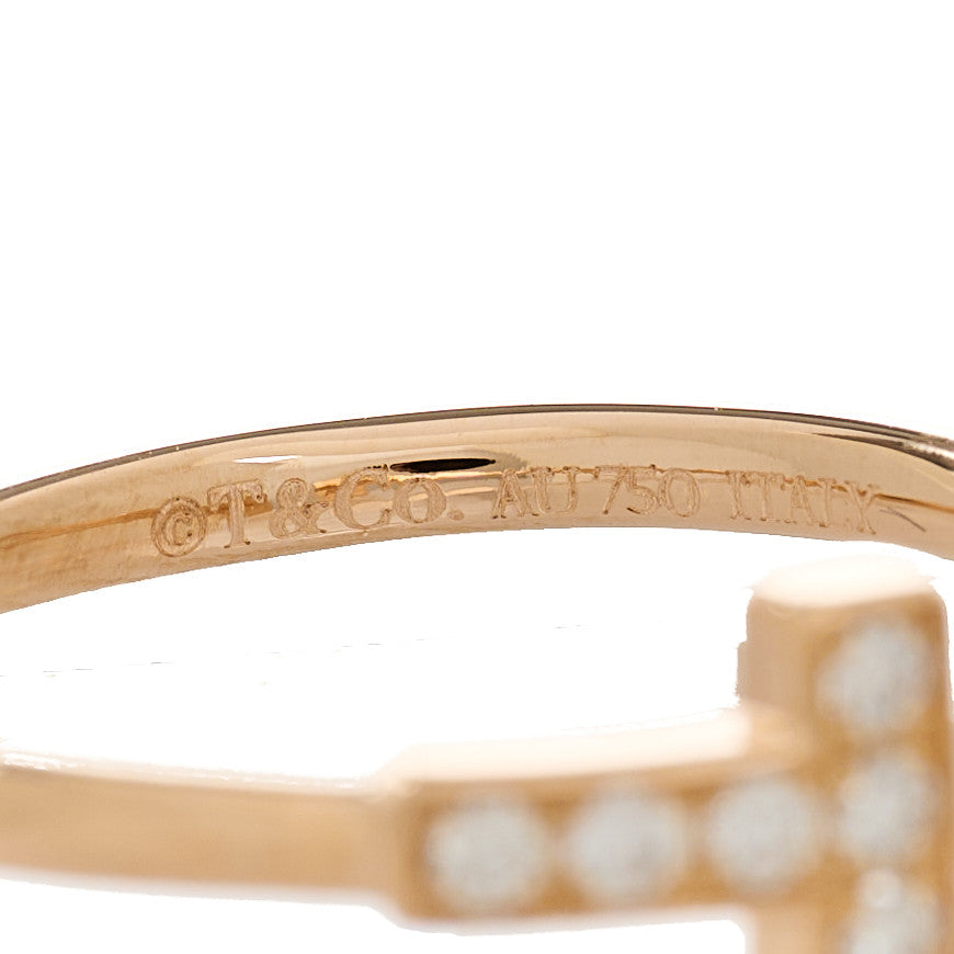 Tiffany 18K Rose Gold Diamond T Wire Ring 53 6.25 4 of 5