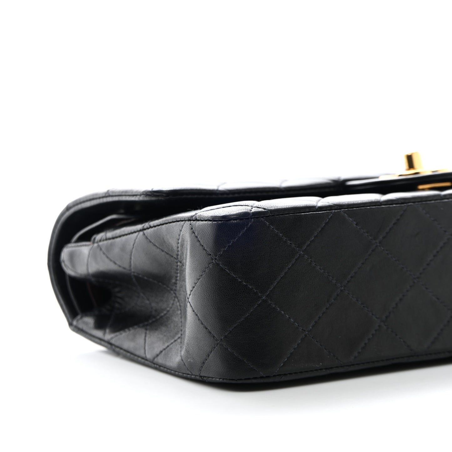 Lambskin Quilted Medium Double Flap Black