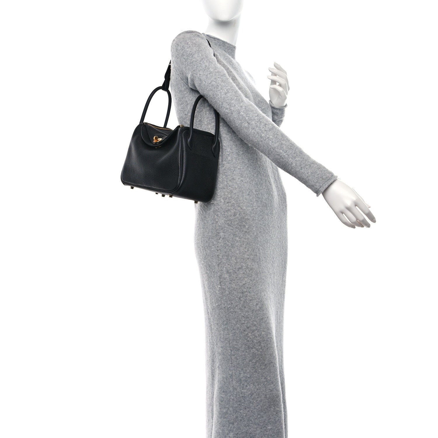 Hermes Taurillon Clemence Lindy 30 Black 2 of 10