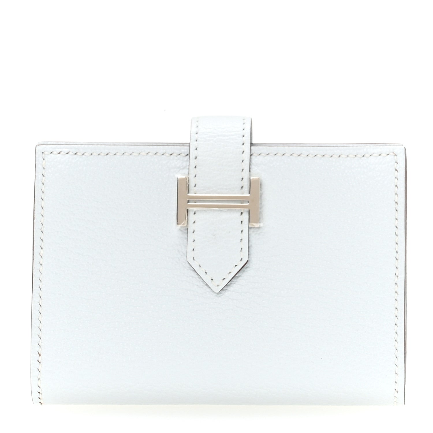 Hermes Chevre Mysore Bearn Card Holder Wallet Bleu Brume 1 of 7