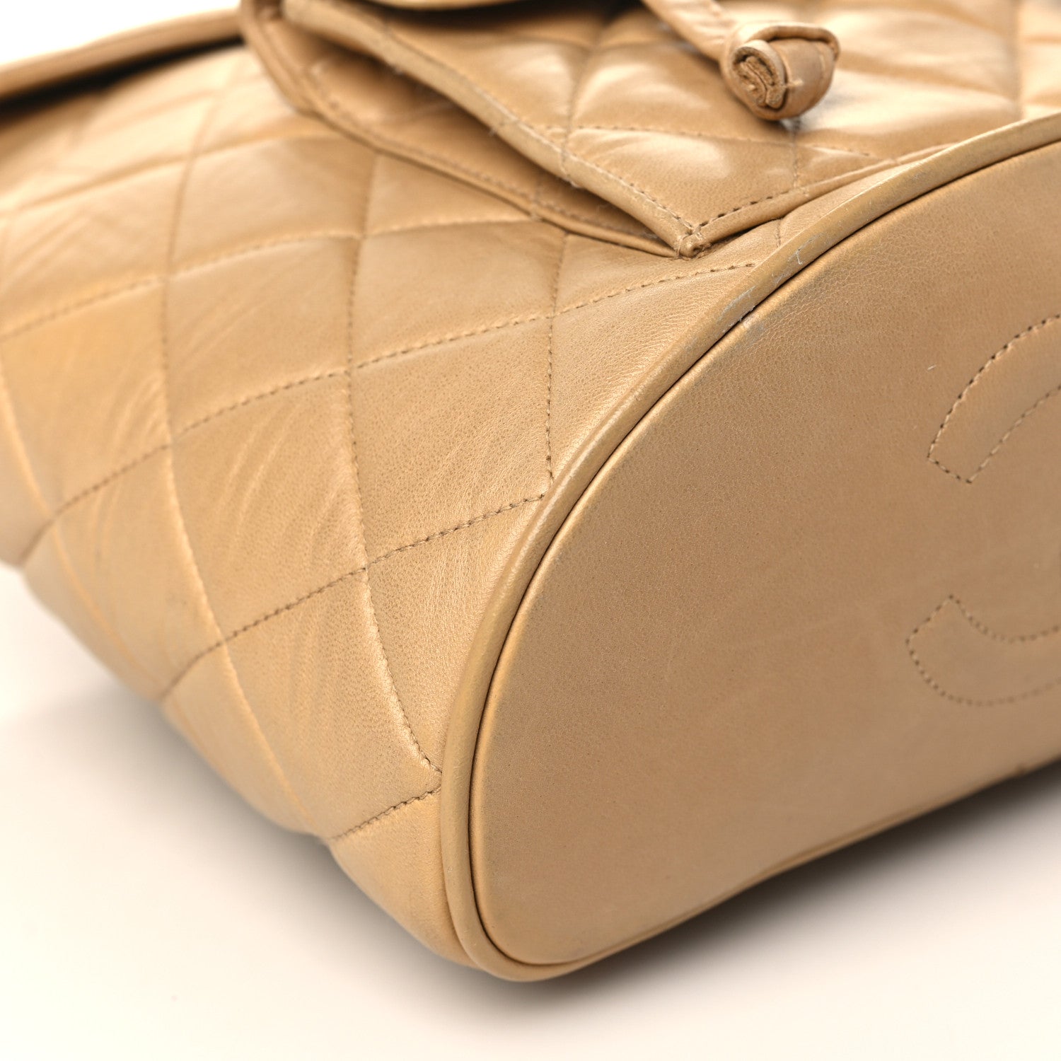 Chanel Lambskin Quilted Backpack Beige 8 of 12