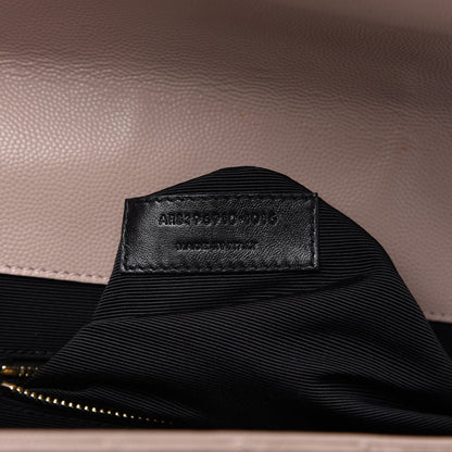 Saint Laurent Grain De Poudre Matelasse Chevron Large Monogram Satchel Rose Antic 9 of 10