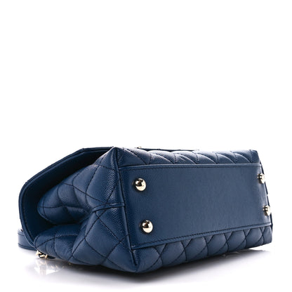 Chanel Caviar Quilted Lizard Embossed Mini Coco Handle Flap Navy Blue 4 of 12