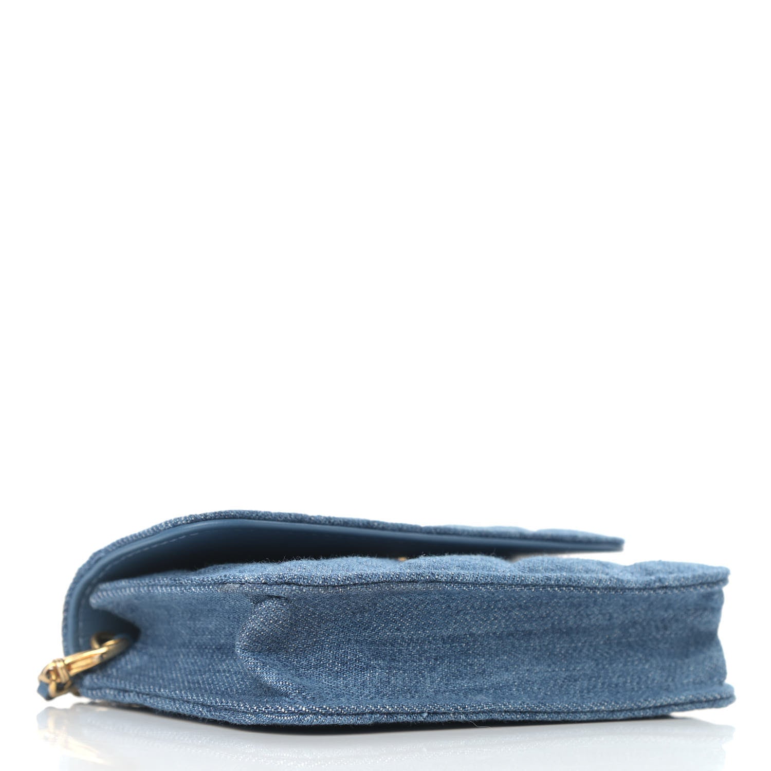 Chanel Denim Quilted CC Pearl Crush Clutch With Chain Blue 4 of 9