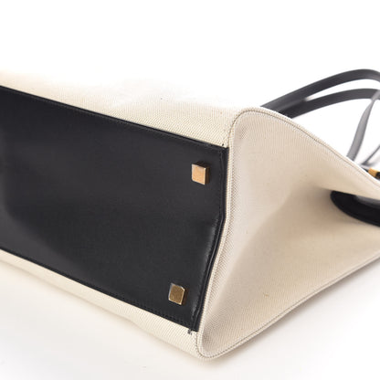 Saint Laurent Canvas Calfskin Medium Manhattan Shopper Tote Natural Black 9 of 9