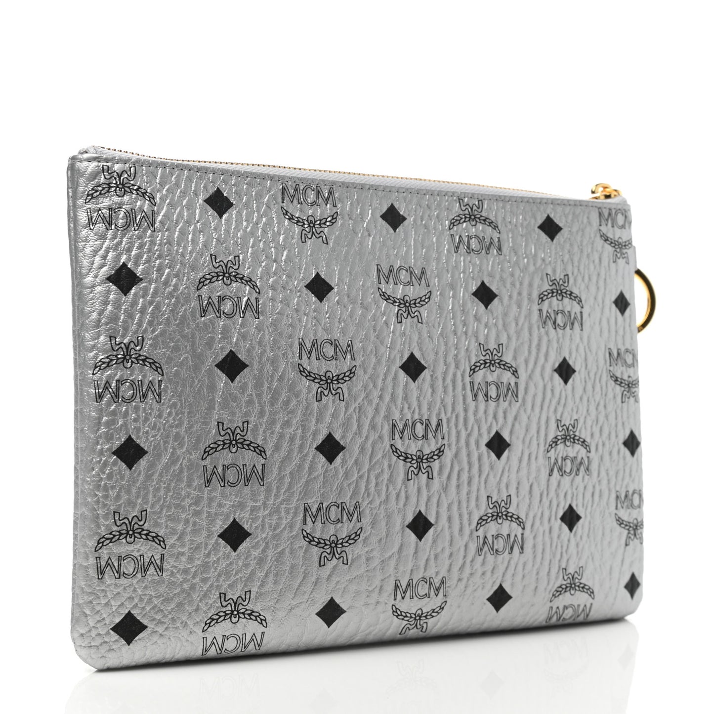 Metallic Visetos Zip Pouch Set Silver