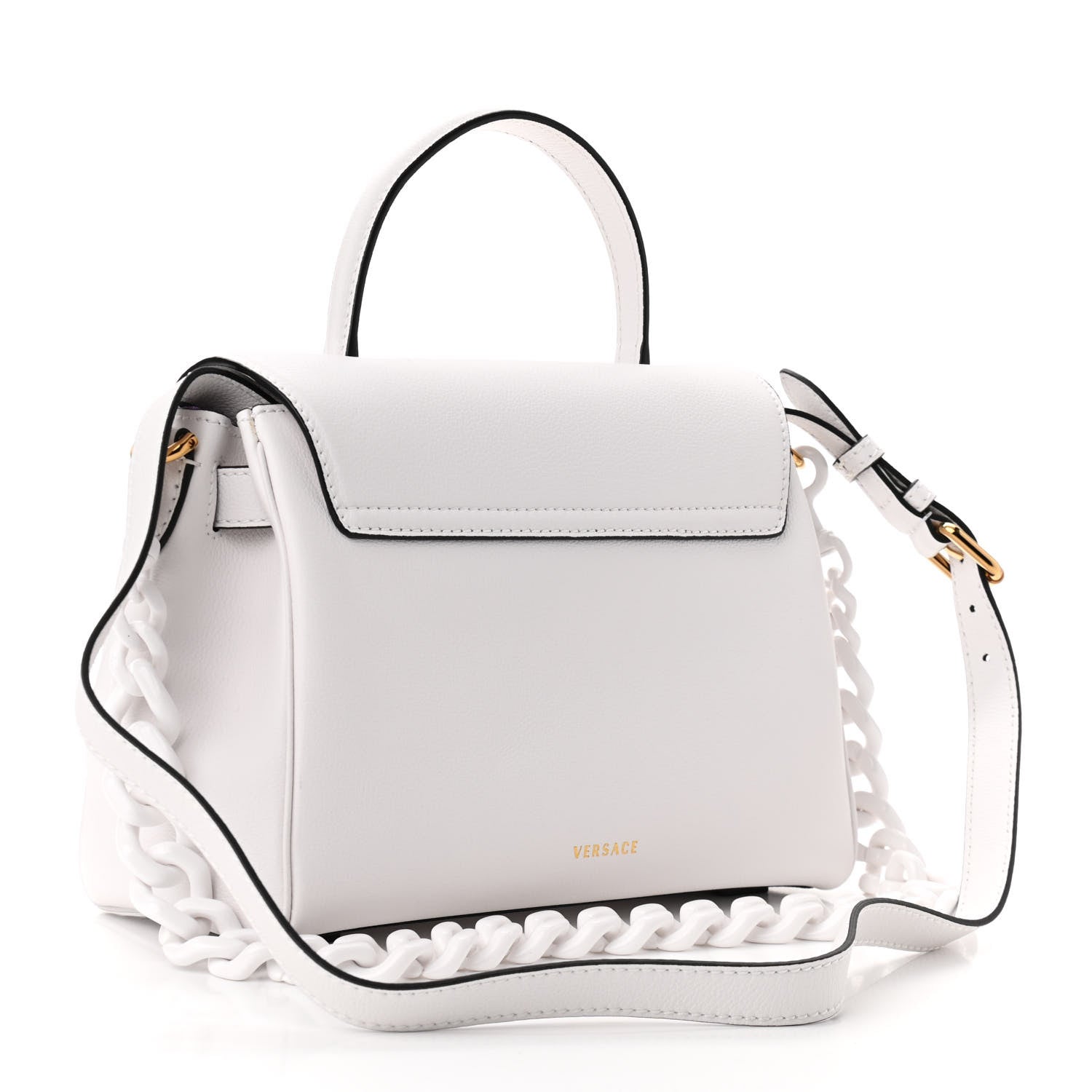 Versace Calfskin Medium La Medusa Top Handle Handbag Optical White 3 of 9