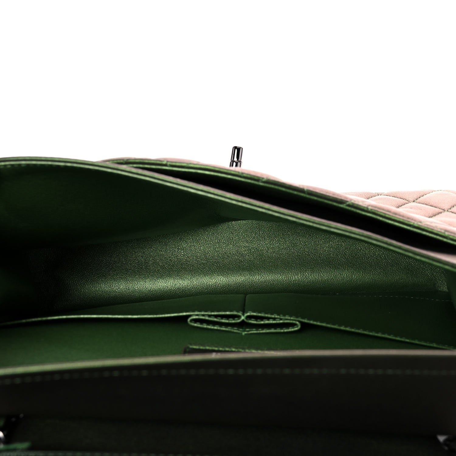 Chanel Iridescent Lambskin Quilted Medium Double Flap Green 4 of 11