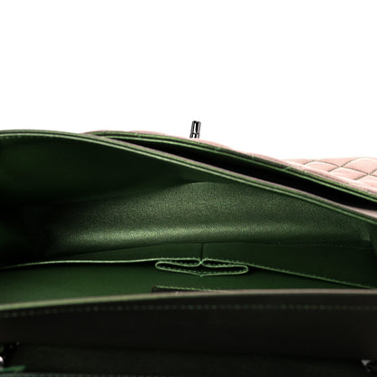 Chanel Iridescent Lambskin Quilted Medium Double Flap Green 4 of 11