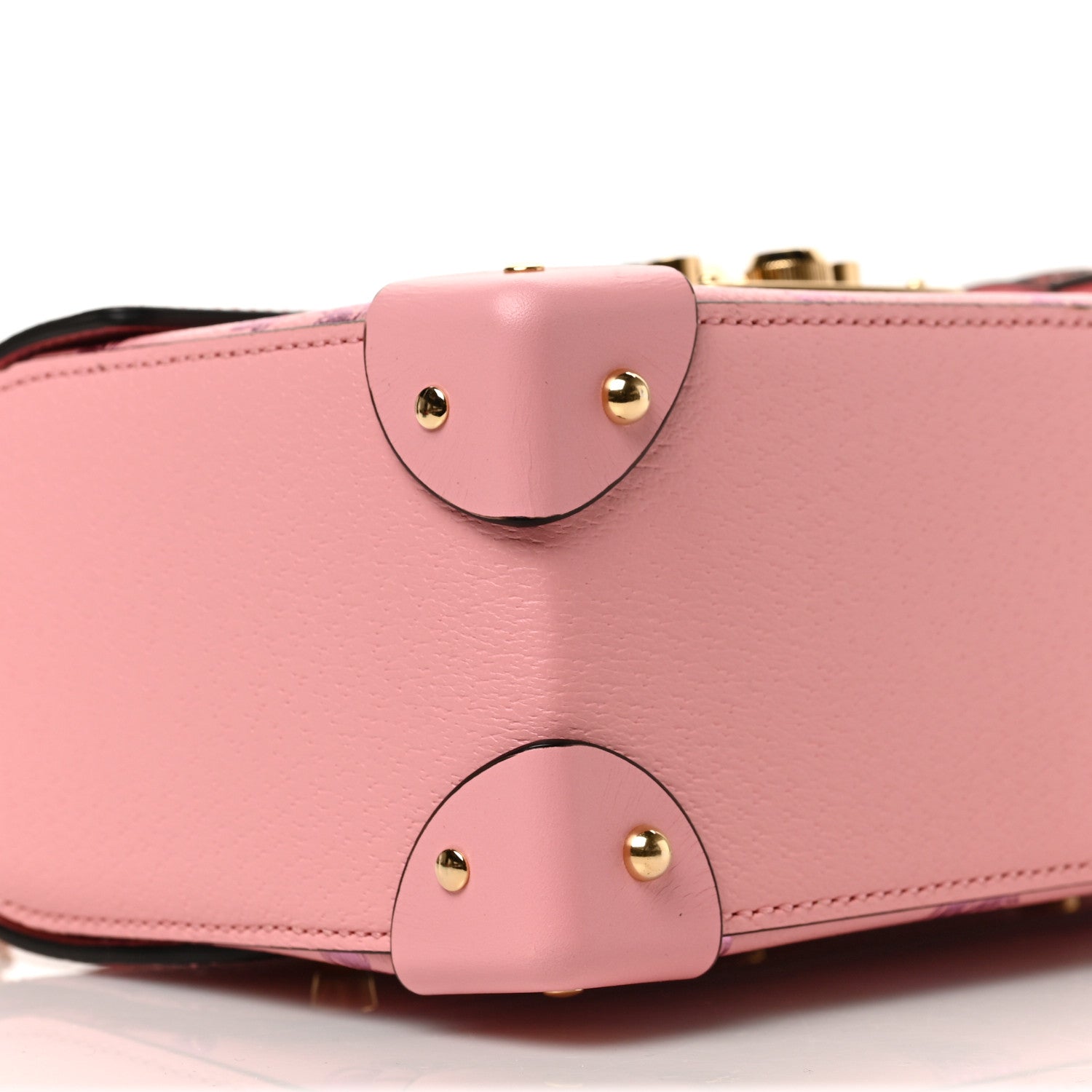 Gucci Textured Dollar Calfskin Berry Print Small Padlock Bamboo Shoulder Bag Pink Purple 8 of 9