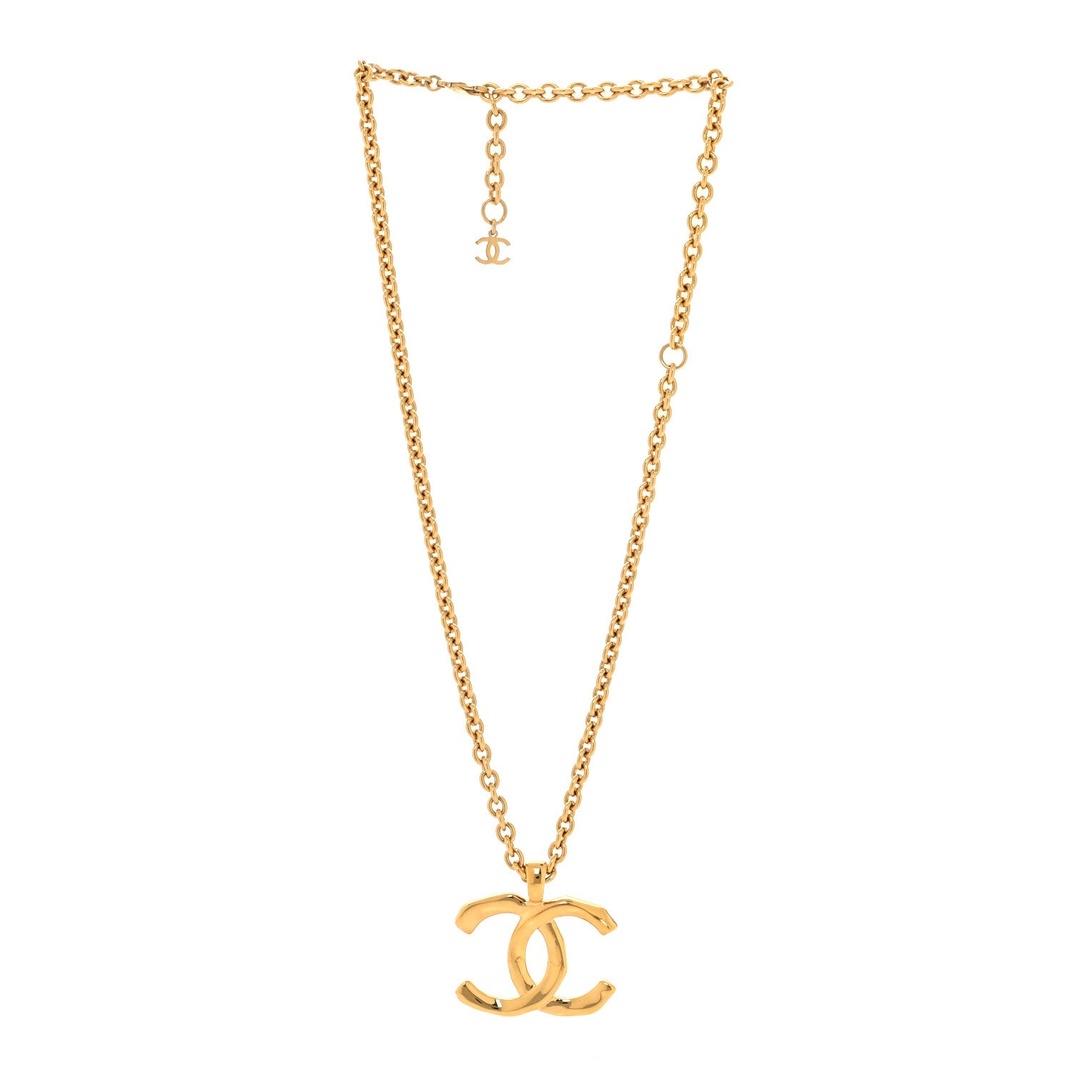 Chanel Metal Large CC Pendant Chain Necklace Gold 3 of 5