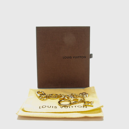 Louis Vuitton Brass Enamel Fleur De Monogram Bag Charm Chain Gold 4 of 4