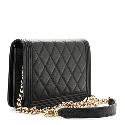 Chanel Caviar Quilted Boy Wallet On Chain WOC Black 3 of 13