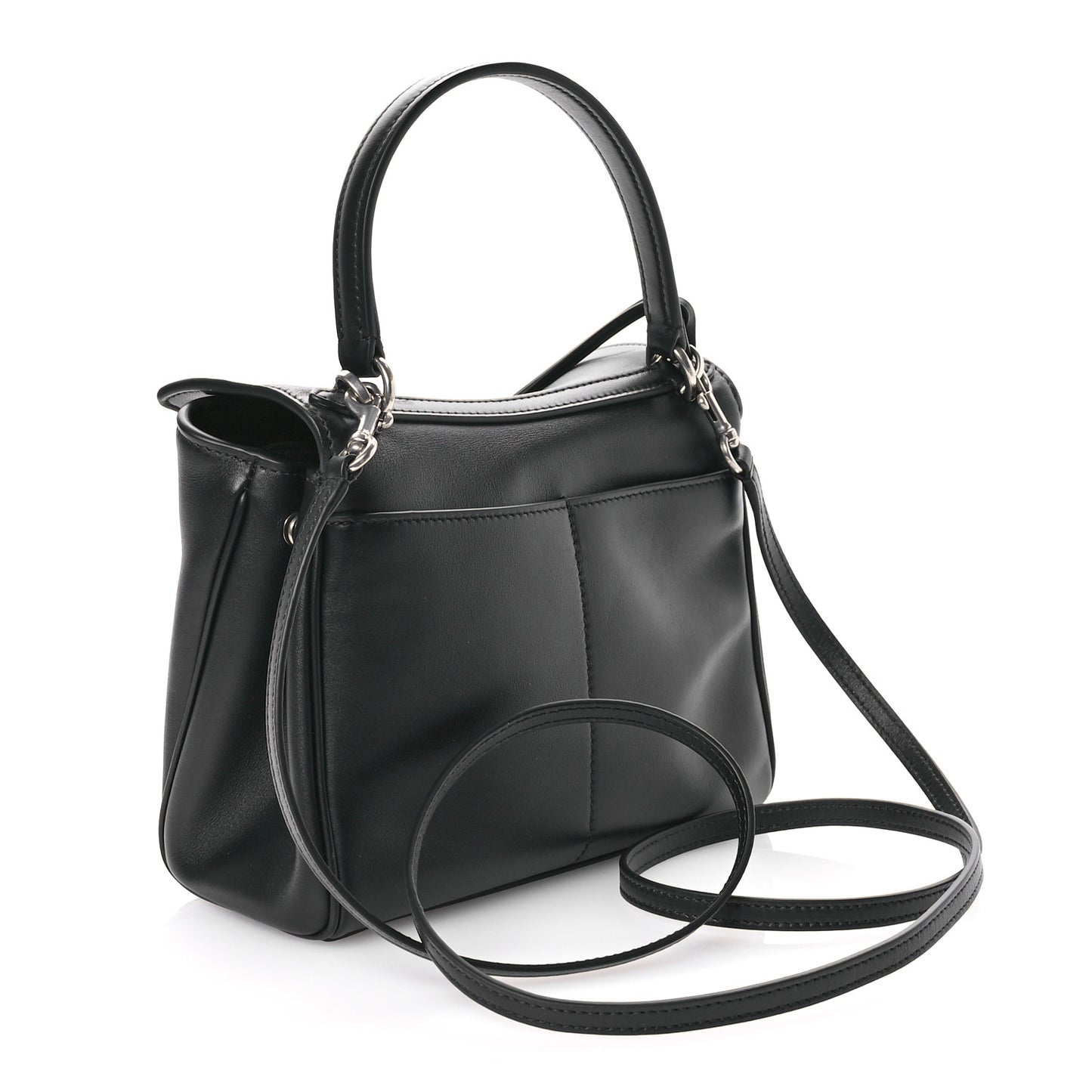 Natural Smooth Calfskin Mini Rodeo Top Handle Handbag Black