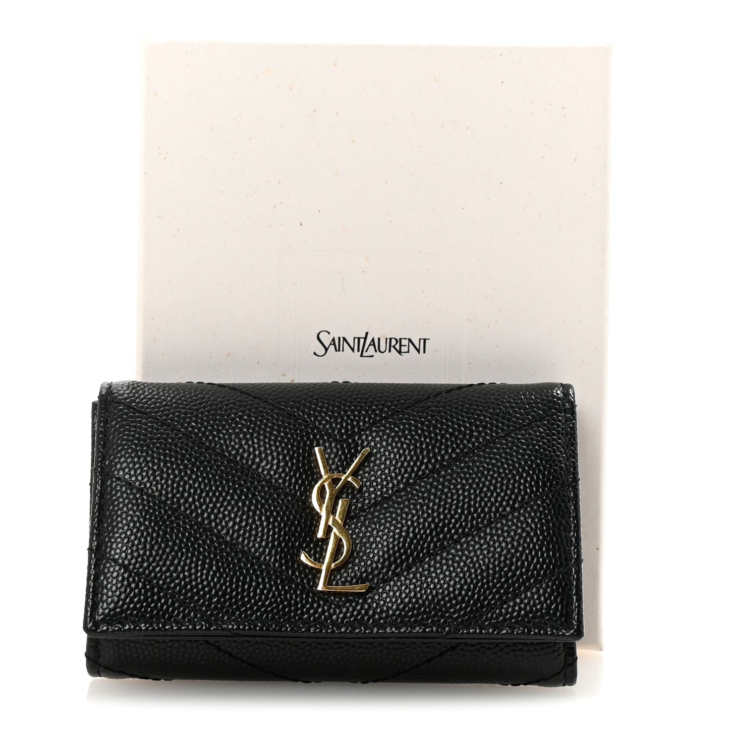 Grain de Poudre Matelasse Cassandre Monogram Slim Key Case Black