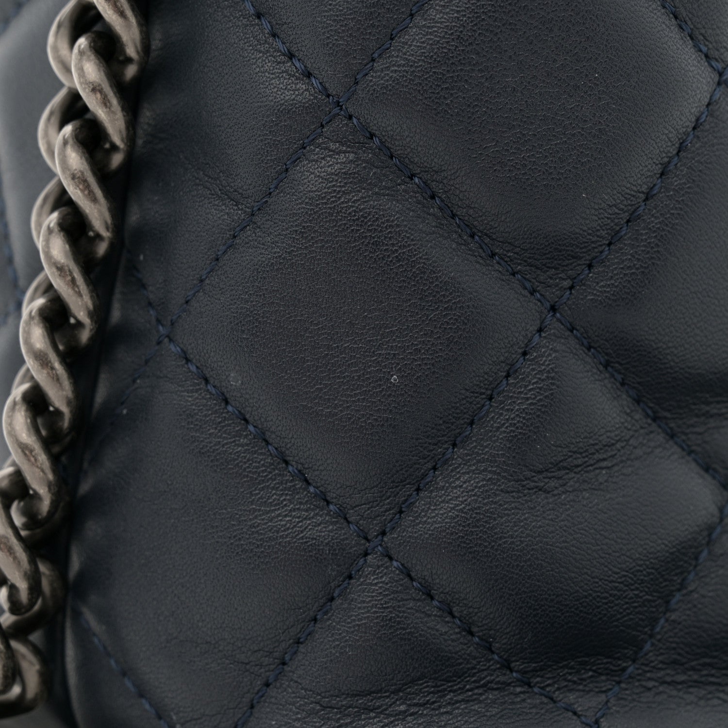 Chanel Calfskin Tweed Quilted Small Tote Navy Multicolor 12 of 13