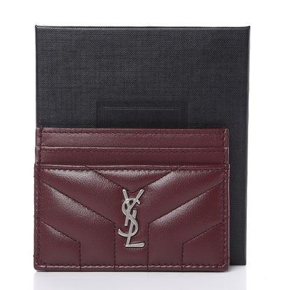 Saint Laurent Nappa Y Quilted Monogram LouLou Credit Card Case Rouge Legion 7 of 7