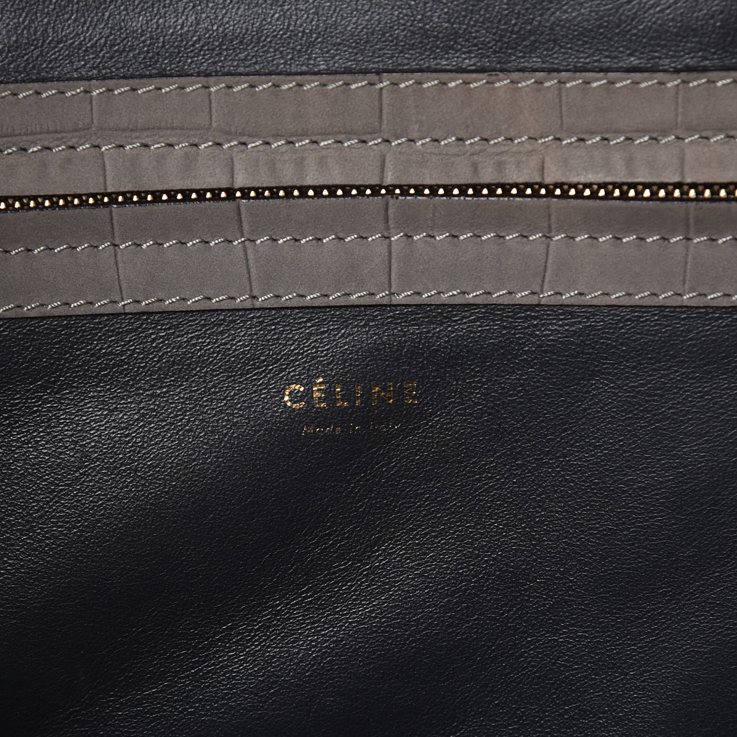 Celine Crocodile Embossed Nubuck Medium Phantom Luggage Grey 6 of 12