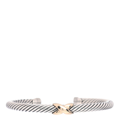 David Yurman Sterling Silver 14K Yellow Gold 5mm X Station Cable Bracelet 1 of 4