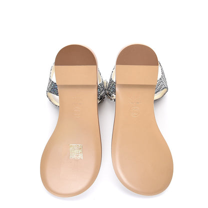 Chanel Goatskin Velvet Fantasy CC Chain Thong Sandals 36.5 Silver Ivory 5 of 9