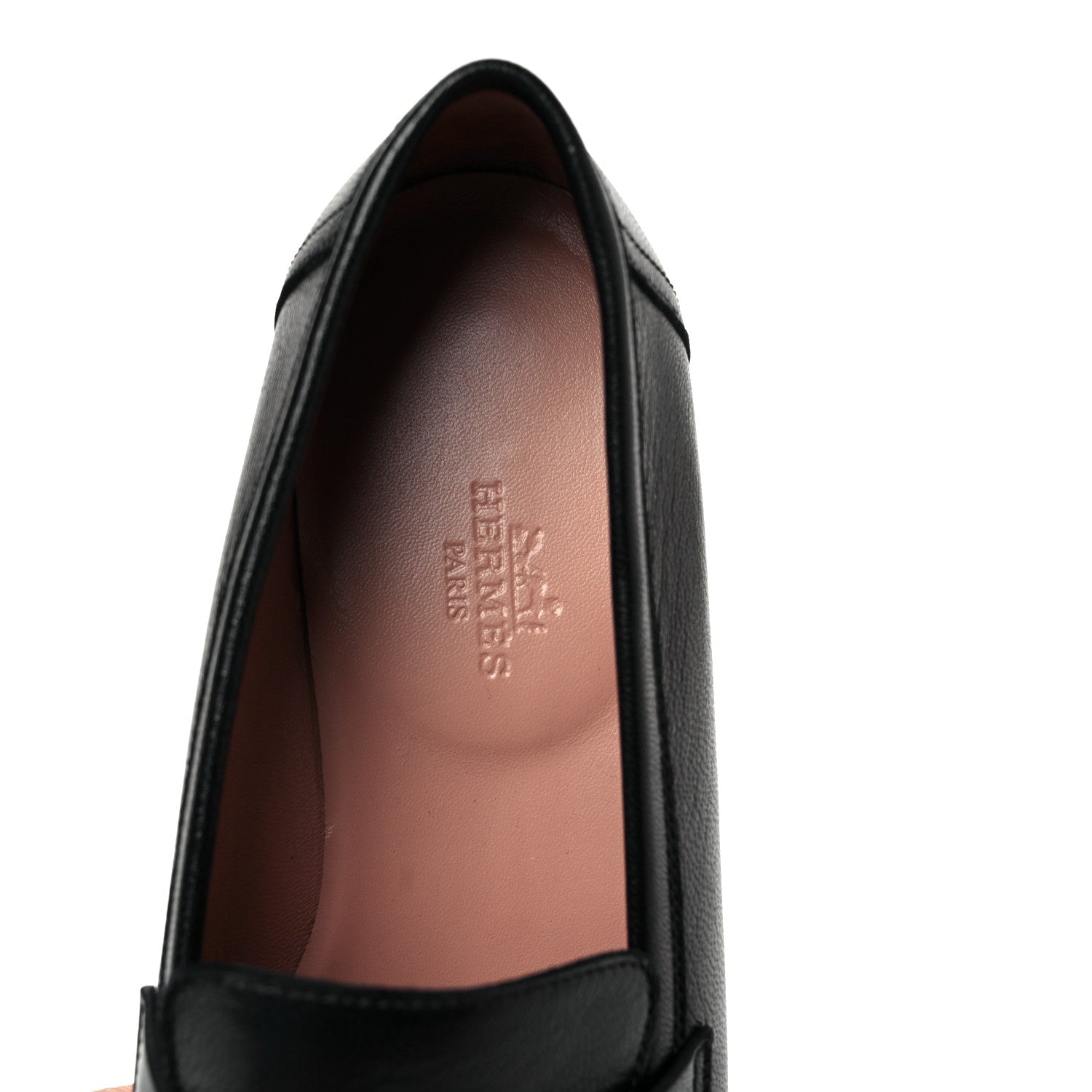 Hermes Goatskin Womens Paris Loafers 38 Black 7 of 9
