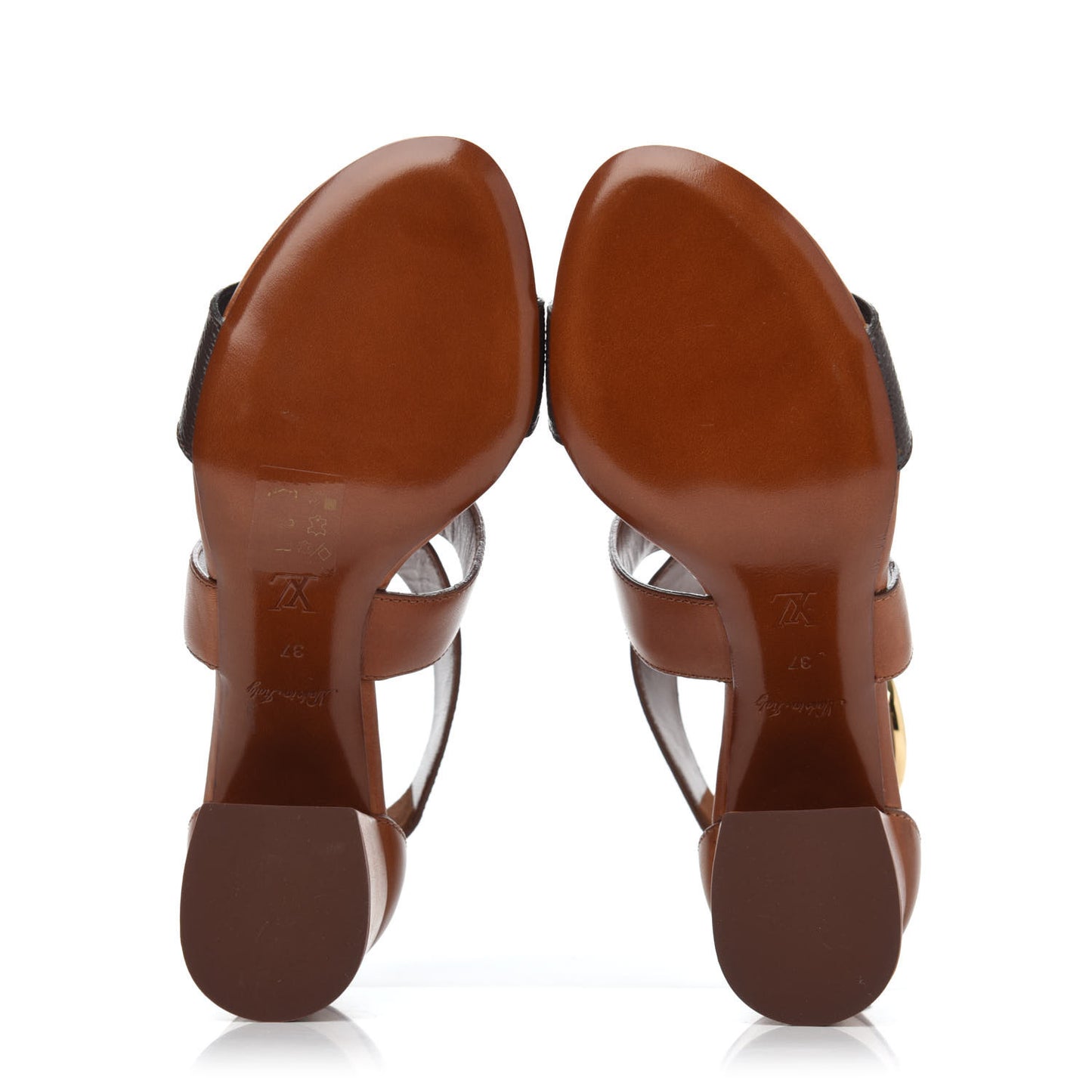 Calfskin Monogram Horizon Sandals 37 Cognac Brown