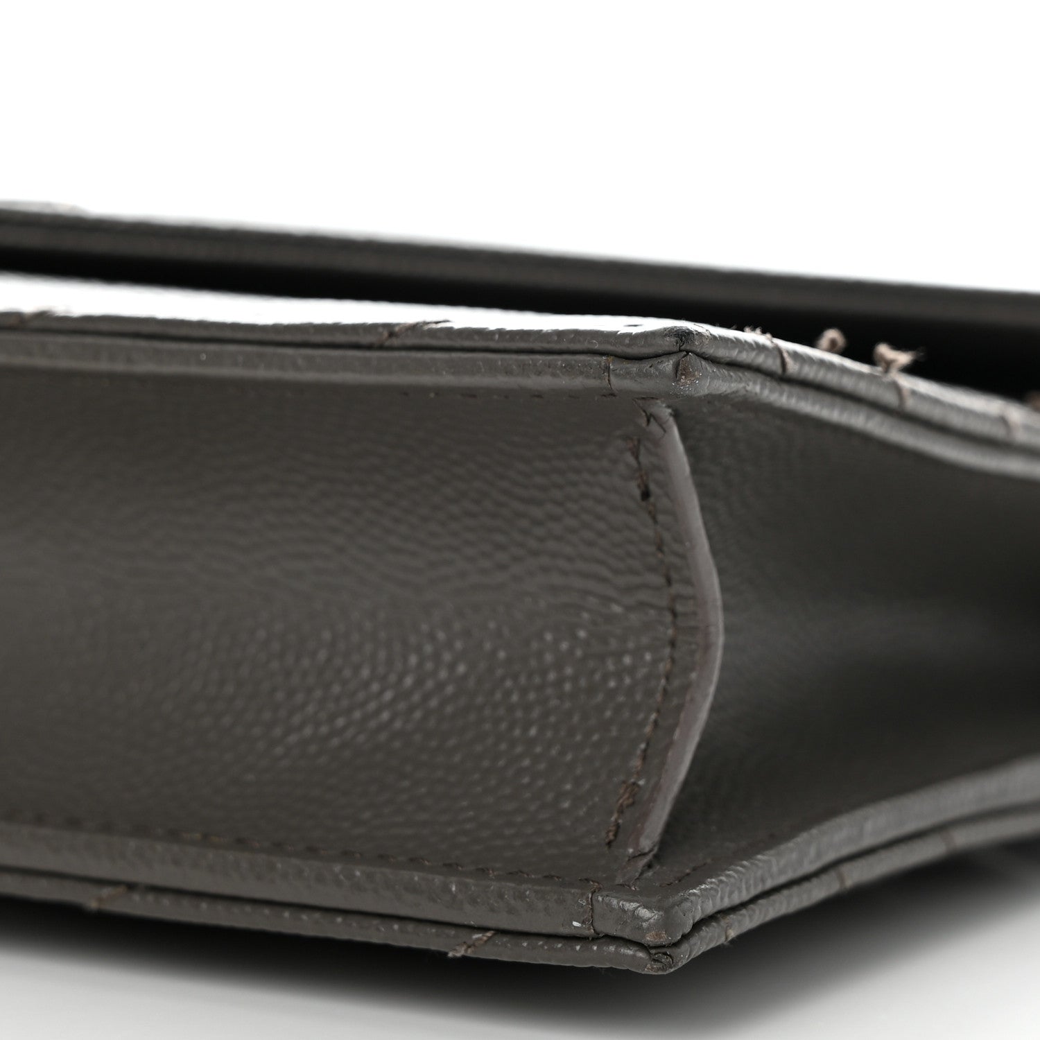 Saint Laurent Grain De Poudre Matelasse Chevron Monogram Envelope Chain Wallet Coal 10 of 12