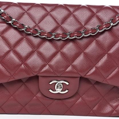 Chanel Caviar Quilted Jumbo Double Flap Dark Red 10 of 10