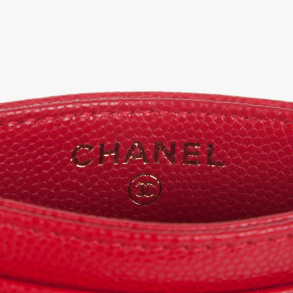 Chanel Caviar Camellia Embossed Card Holder Red 5 of 7