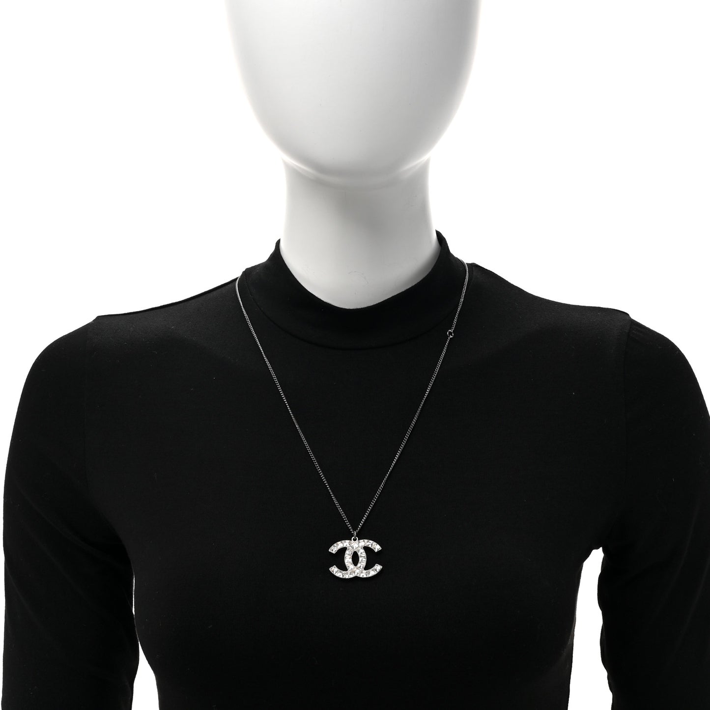 Baguette Crystal CC Necklace Silver