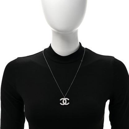 Chanel Baguette Crystal CC Necklace Silver 2 of 5