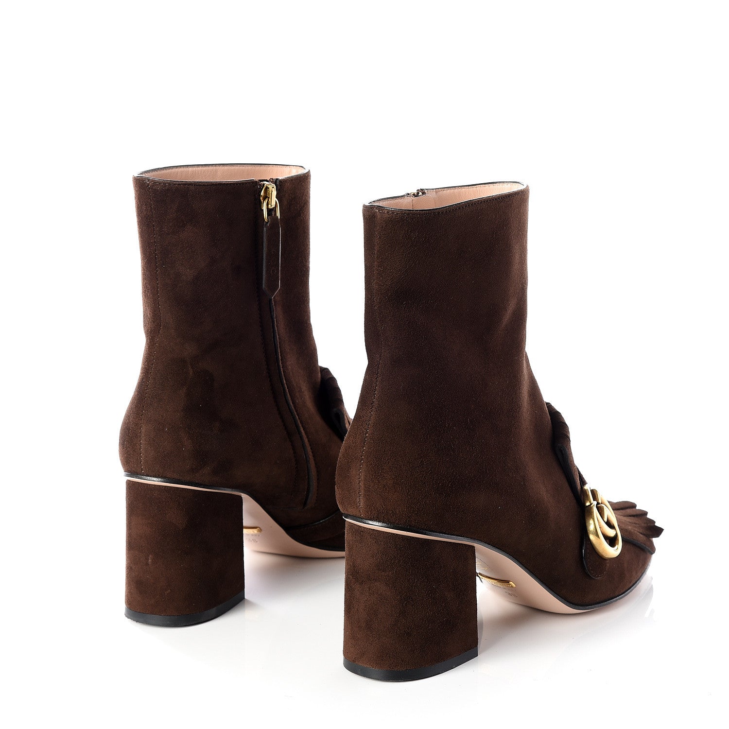 Gucci Kid Scamosciato GG Marmont Fringe 75mm Ankle Boots 38 Cocoa 4 of 11