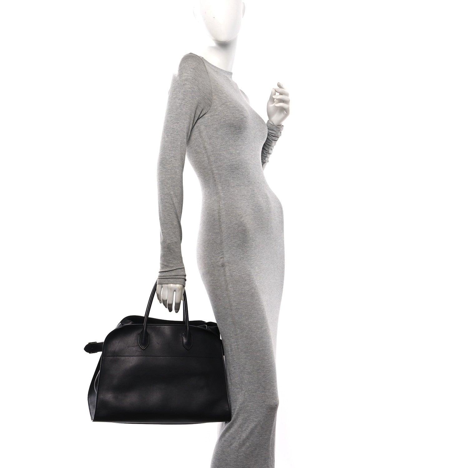 The Row Polished Saddle Calfskin Soft Margaux 15 Black 2 of 10