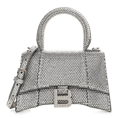 Balenciaga Strass Suede Hourglass Top Handle Bag XS Smoke Grey Crystal 1 of 13