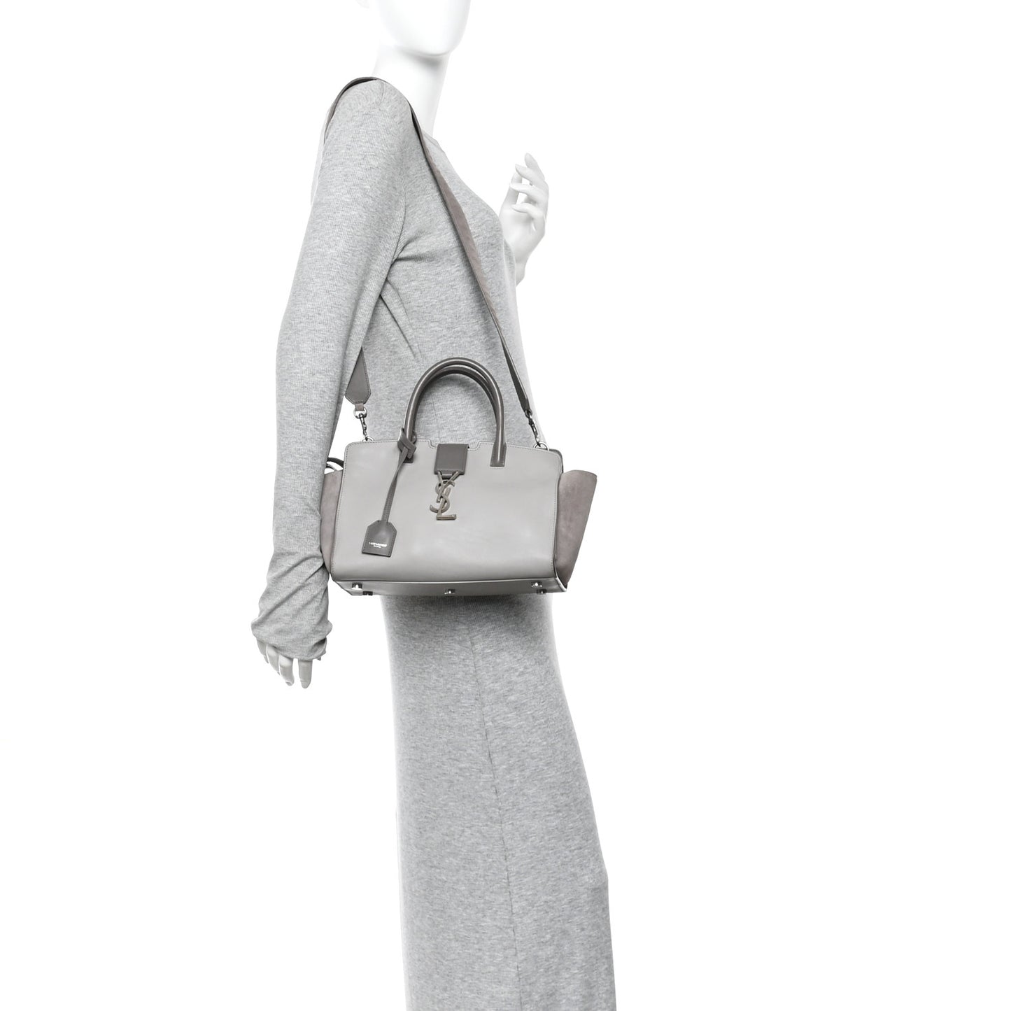 Calfskin Suede Baby Monogram Downtown Cabas Grey