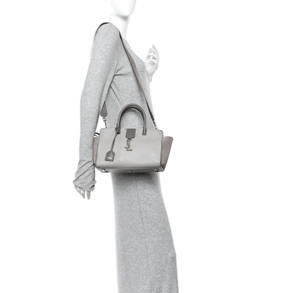 Saint Laurent Calfskin Suede Baby Monogram Downtown Cabas Grey 2 of 11