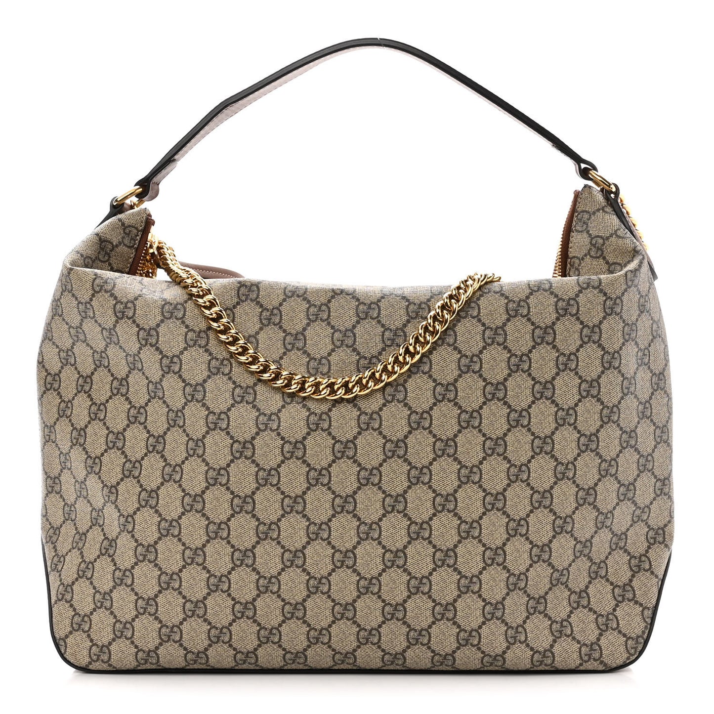 GG Supreme Monogram Large Linea A Hobo Light Brown
