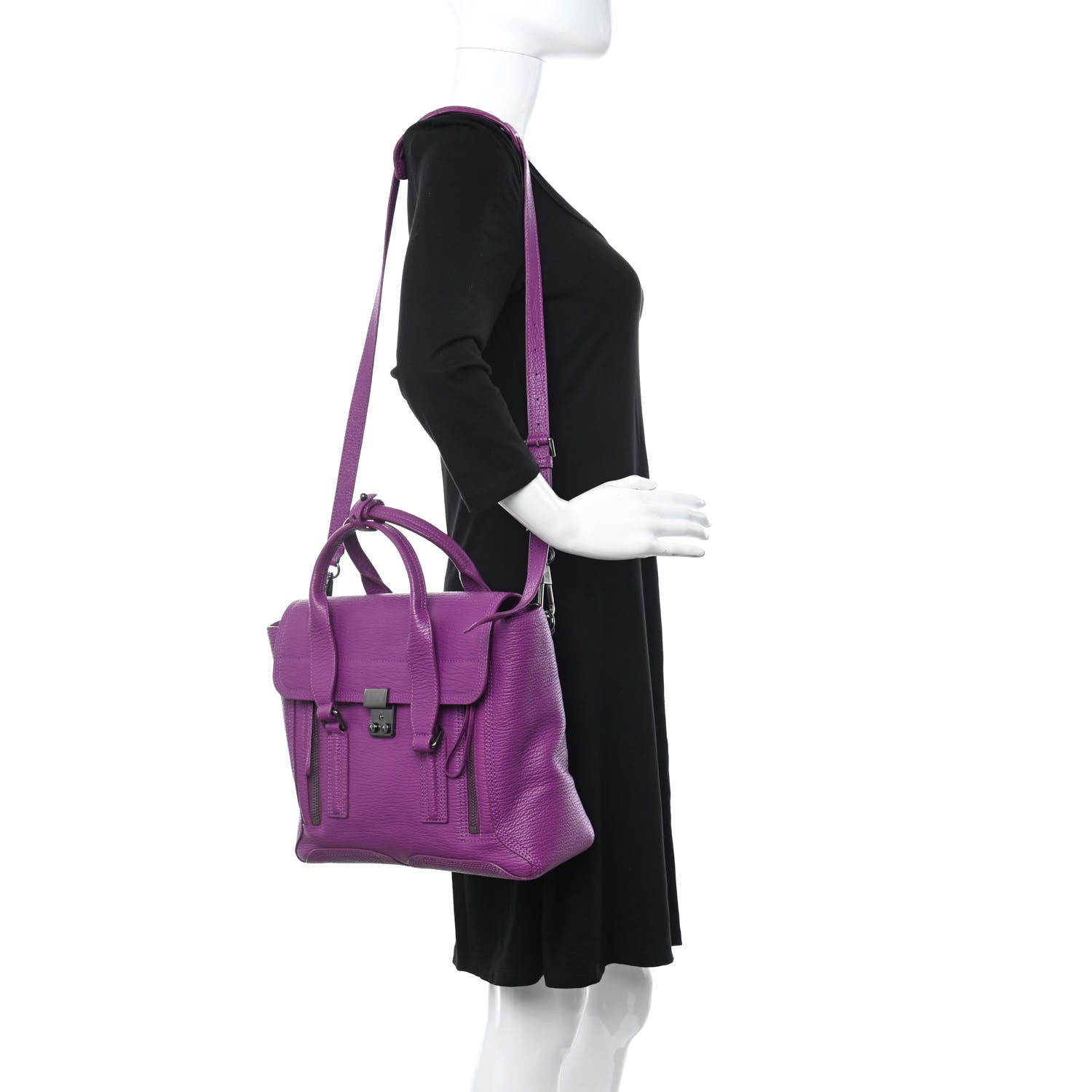 3.1 Phillip Lim Textured Calfskin Medium Pashli Satchel Orchid 2 of 9