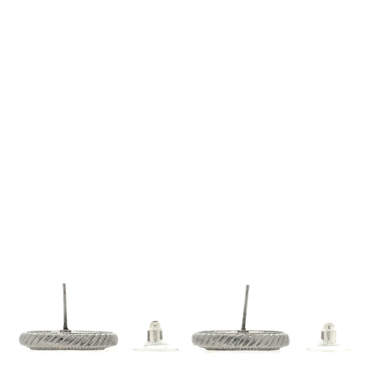 Chanel Ruthenium Crystal CC Round Earrings 3 of 4