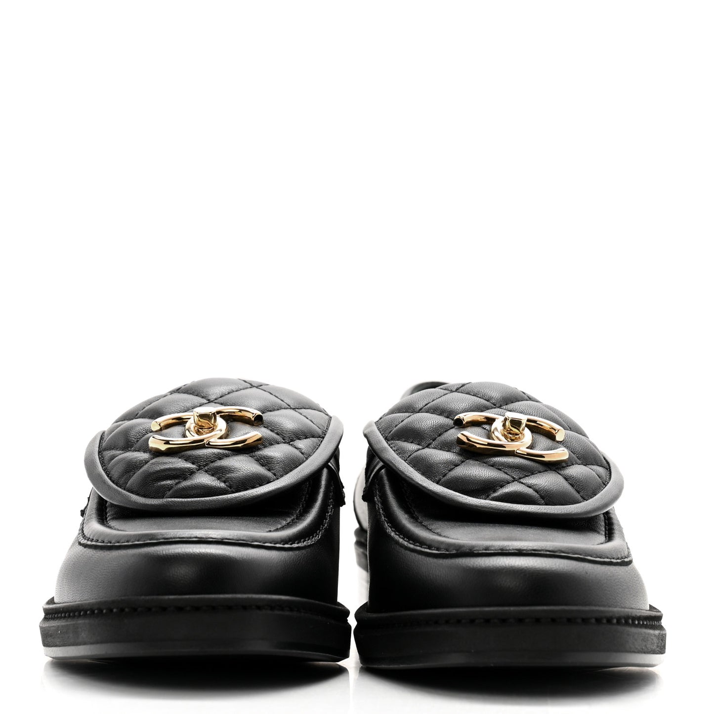 Lambskin Quilted CC Turnlock Loafers 38 Black