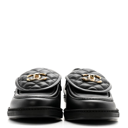 Chanel Lambskin Quilted CC Turnlock Loafers 38 Black 2 of 11