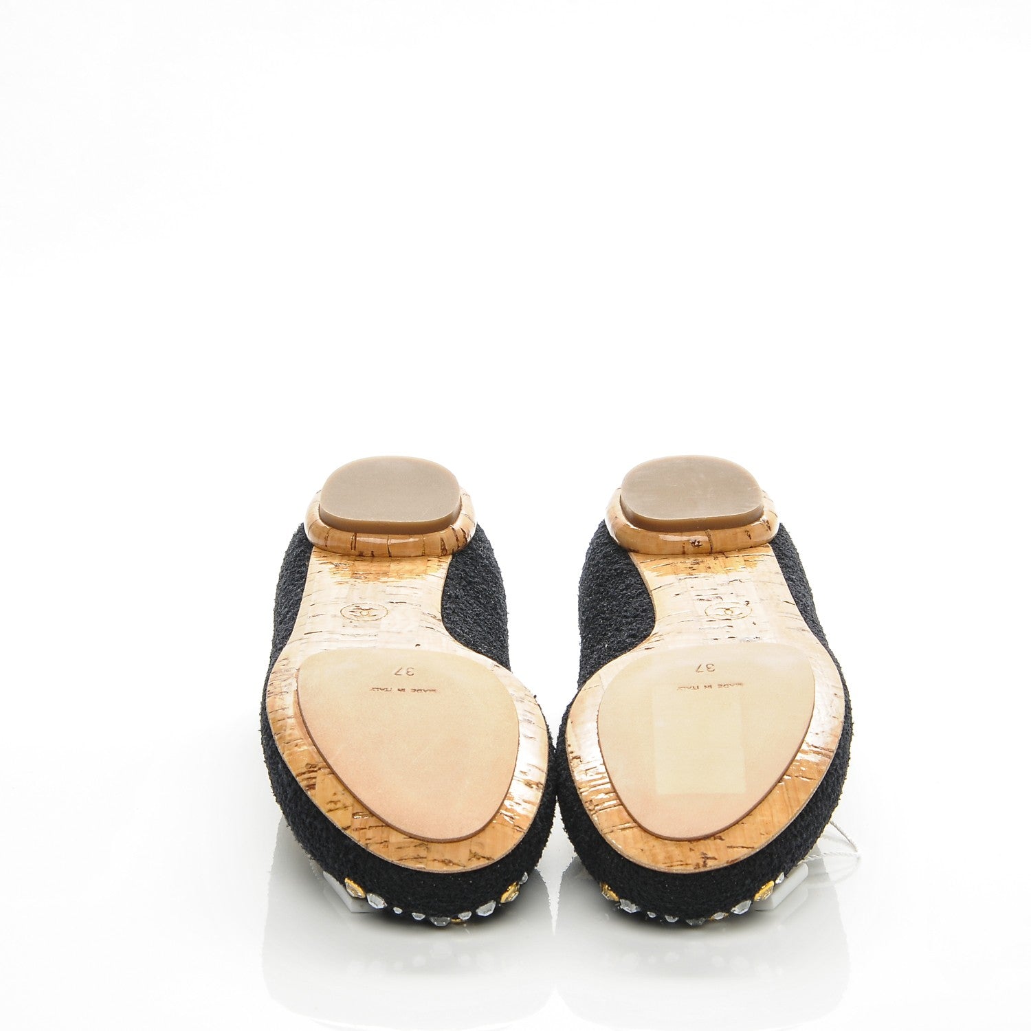 Chanel Tweed Crystal CC Ballerina Flats 37 Black 5 of 8