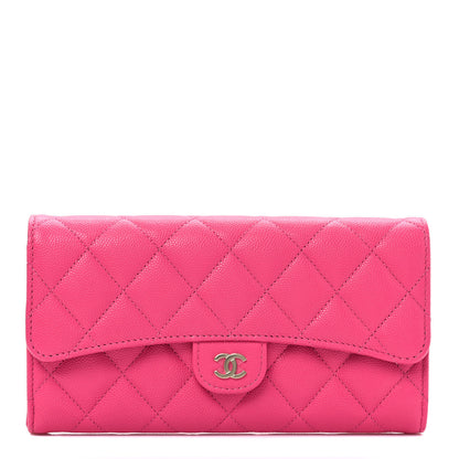 Chanel Caviar Quilted Large Gusset Flap Wallet Pink 1 of 7