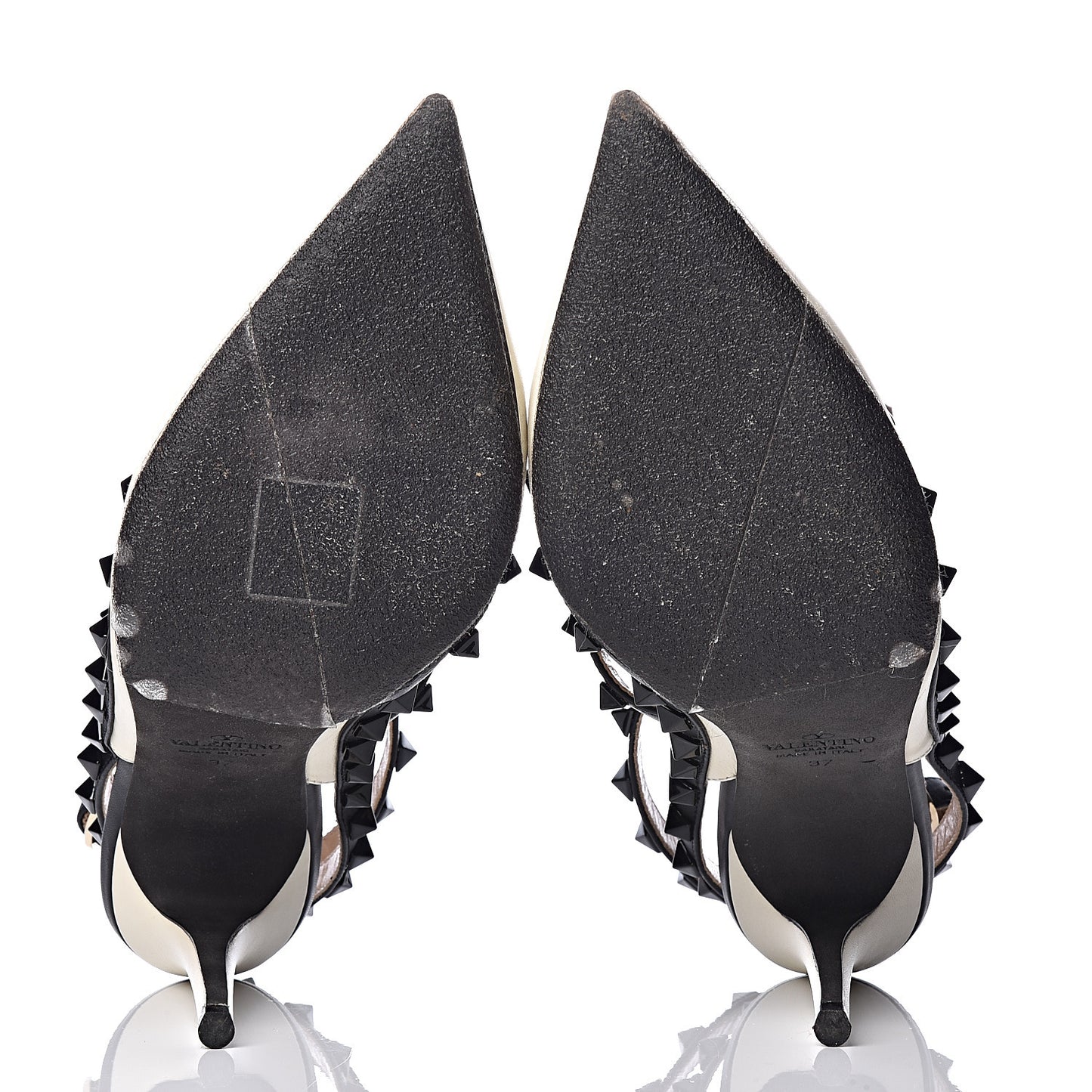 Nappa Rockstud Ankle Strap 100mm Pumps 37 Light Ivory Black