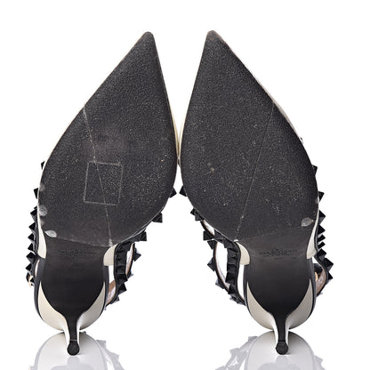 Valentino Garavani Nappa Rockstud Ankle Strap 100mm Pumps 37 Light Ivory Black 5 of 8