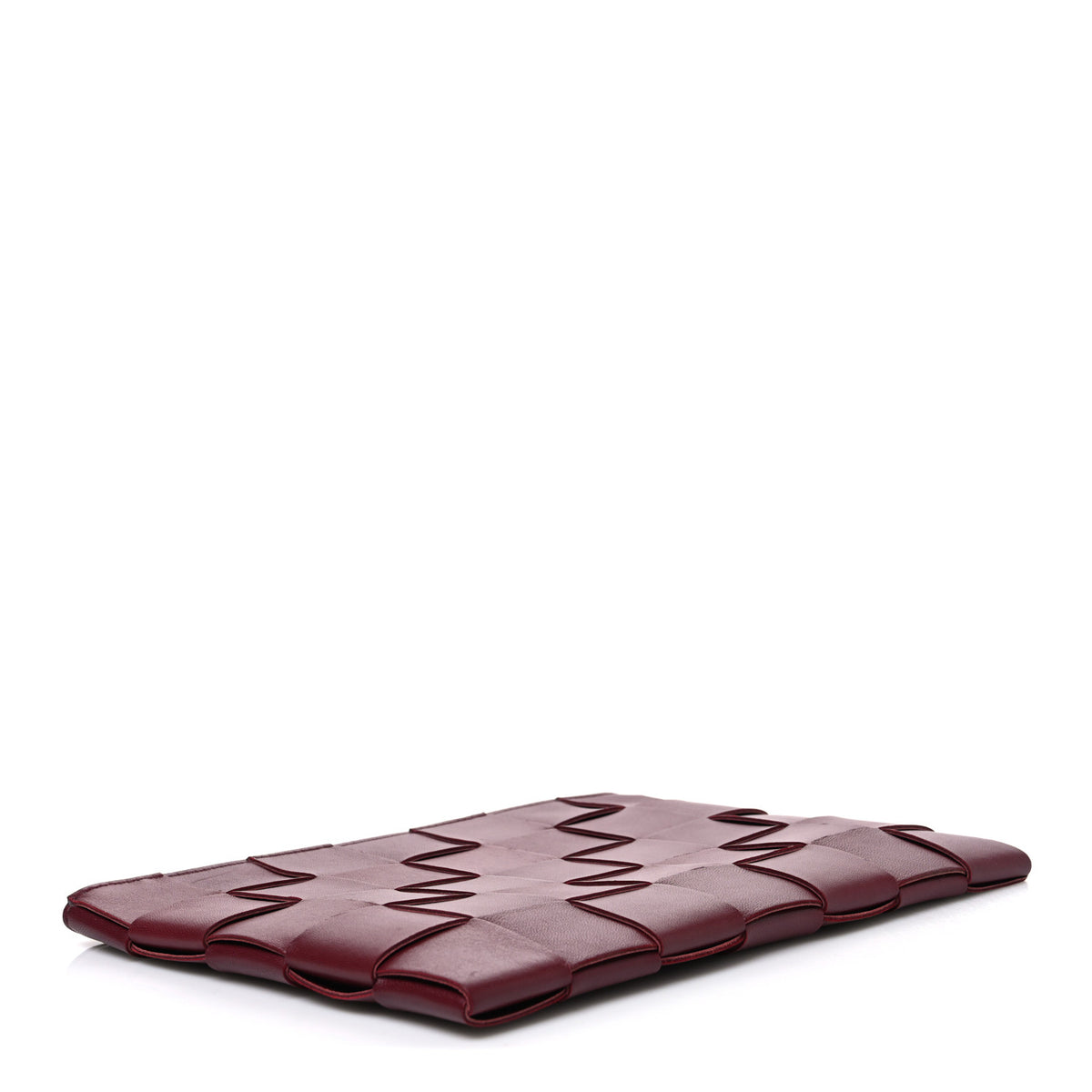 Nappa Maxi Intrecciato Cassette Flat Zip Medium Pouch Bordeaux