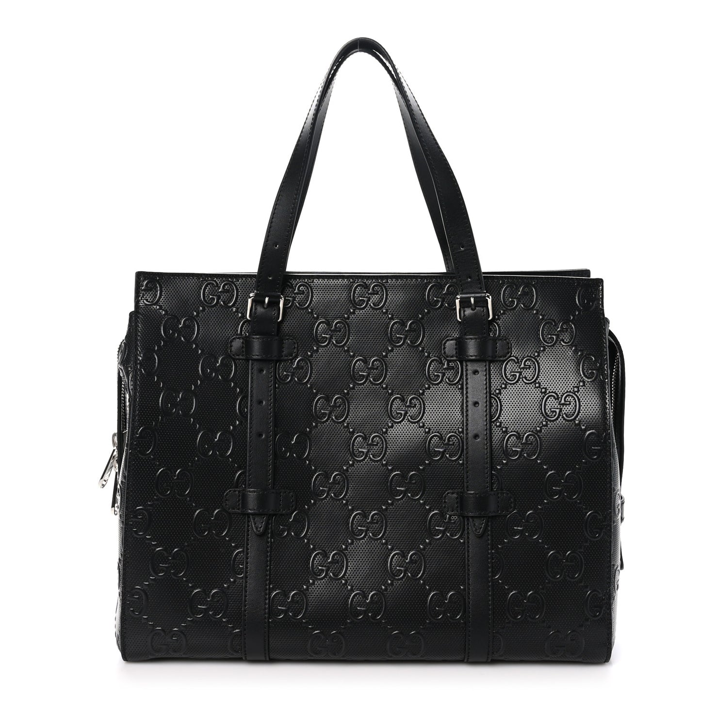 Calfskin GG Tennis Embossed Tote Bag Black