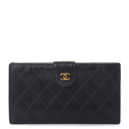 Chanel Lambskin Diamond Stitched French Wallet Black 1 of 11