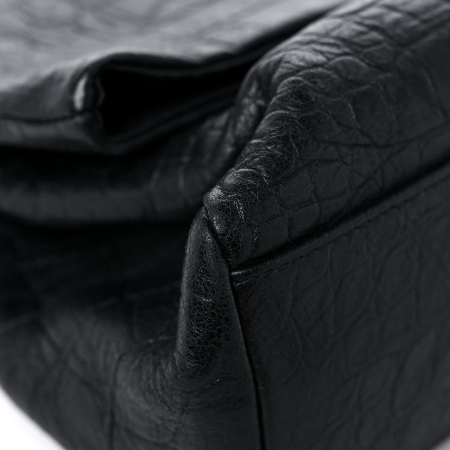 Calfskin Crocodile Embossed Medium West Hollywood Monogram Fold-Over Black