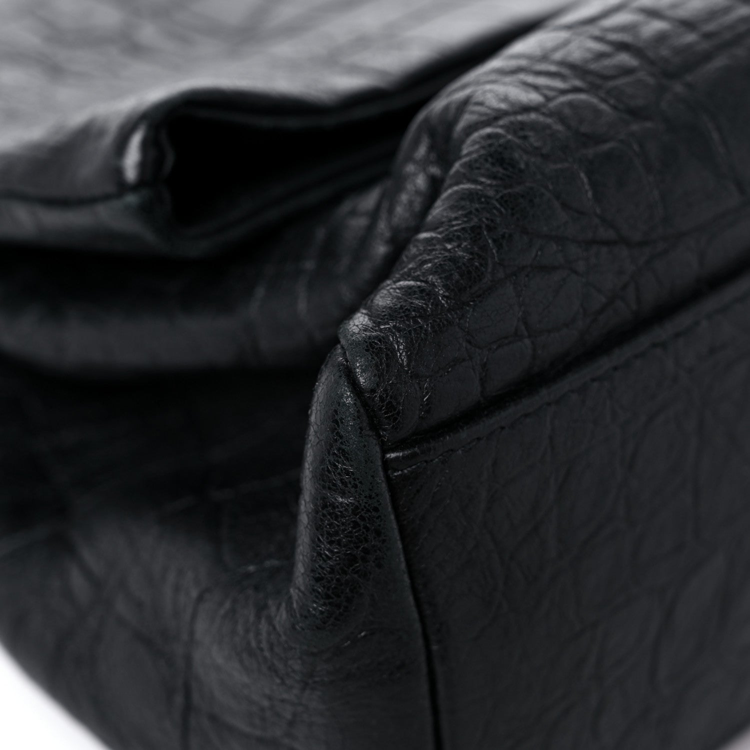 Saint Laurent Calfskin Crocodile Embossed Medium West Hollywood Monogram Fold-Over Black 11 of 15